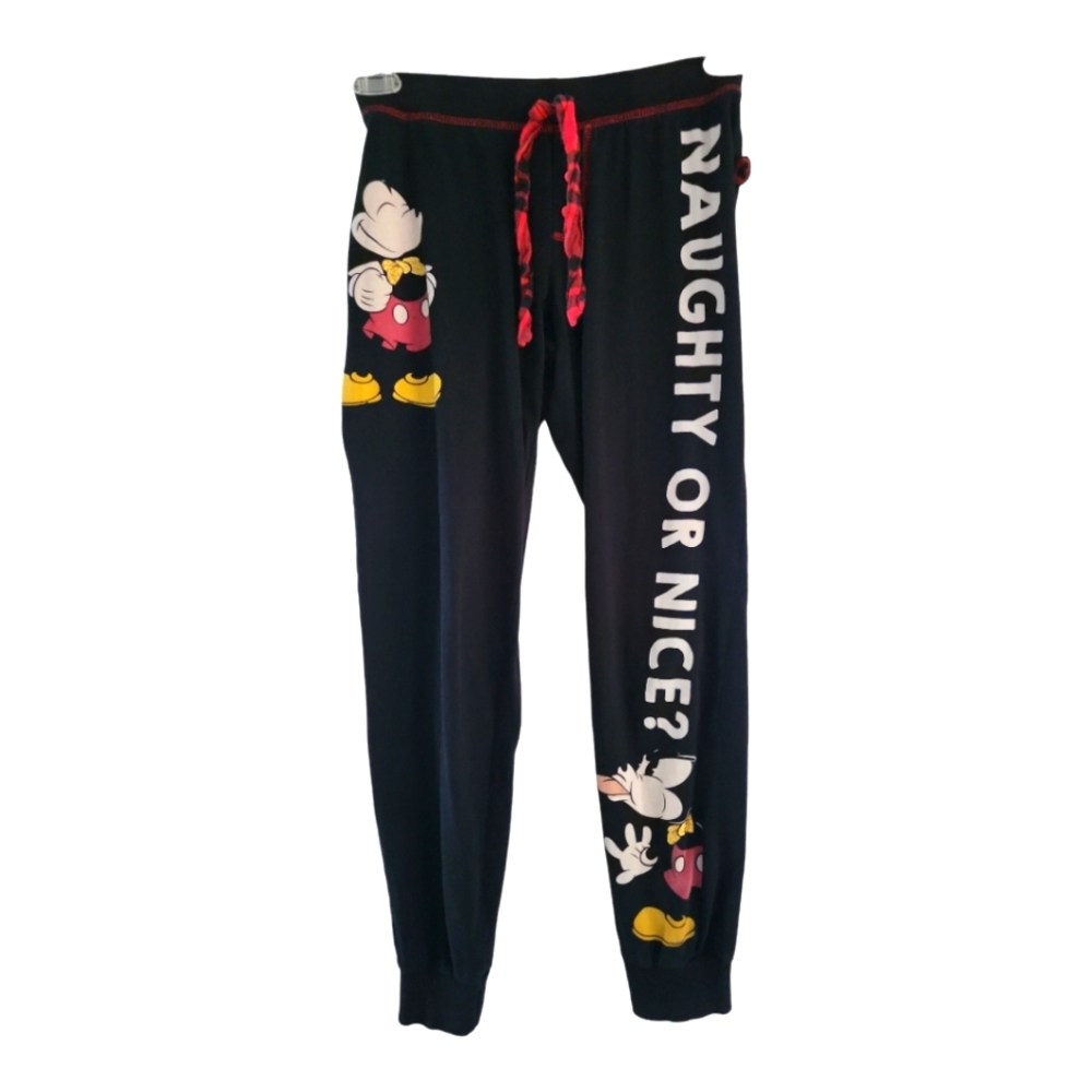Disney Jogger Pants Size S Black / Red Mickey Holiday Love To Lounge
